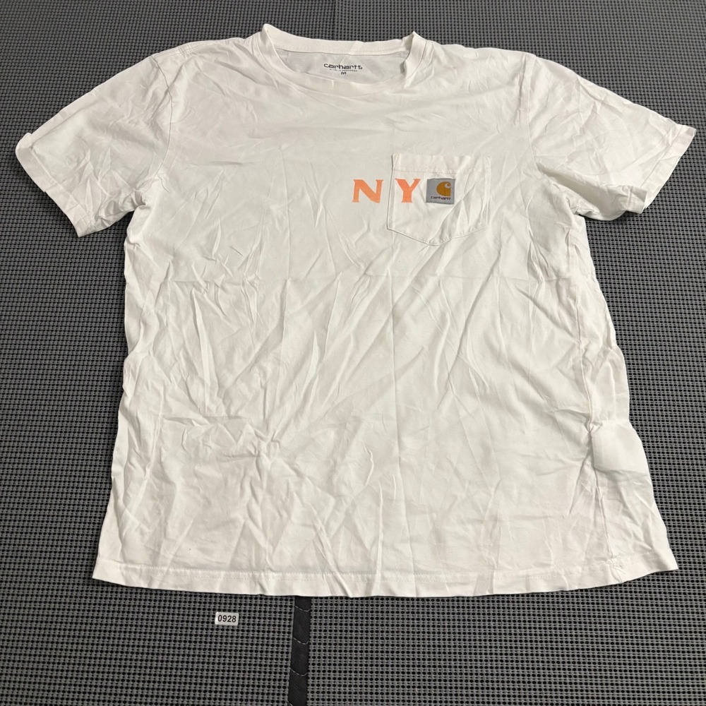 Carhartt WIP Mens White NY Pocket T-Shirt Short Sleeve Graphic Tee Size M